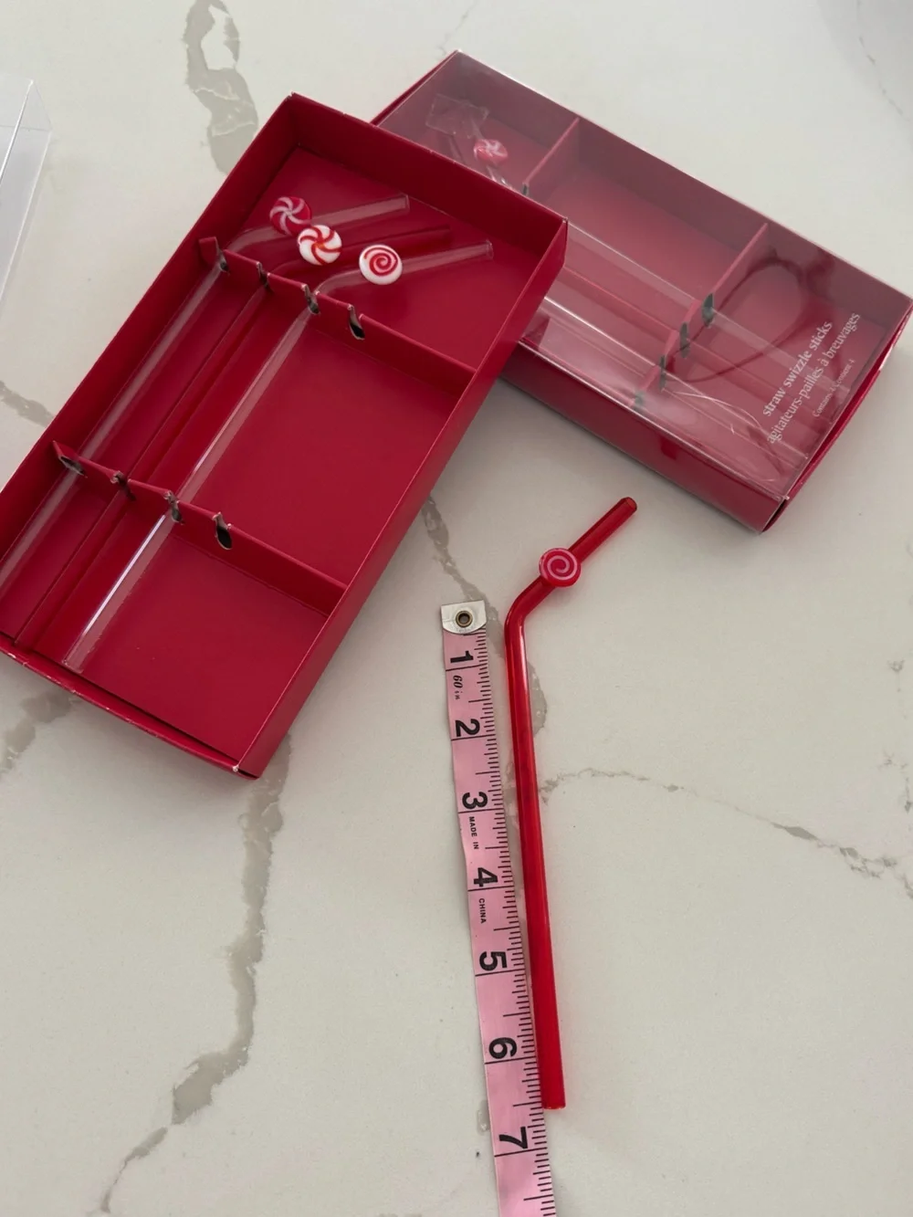 Pier 1 Christmas Candy Cane Set of 4 Glass Straws NWT
